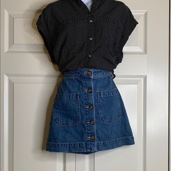 We The Free Blue Denim Skirt, button down, size 24 - Picture 1 of 10